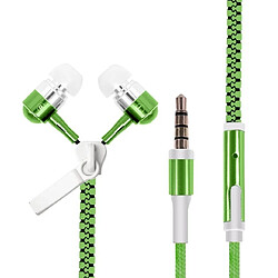 Wewoo Écouteur intra-auriculaire Glowing Zipper Sport Music écouteurs filaires pour téléphones Jack 3,5 mm Vert 