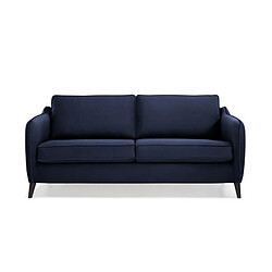 HEXAGONE Canape convertible couchage express - 3 places - Velours bleu nuit - L 182 x P 85 x H 97 cm - CLYDE