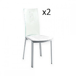 Inside 75 Lot de 2 chaises design LUXOR WHITE pieds métal dossier plexiglass assise microfibre blanc