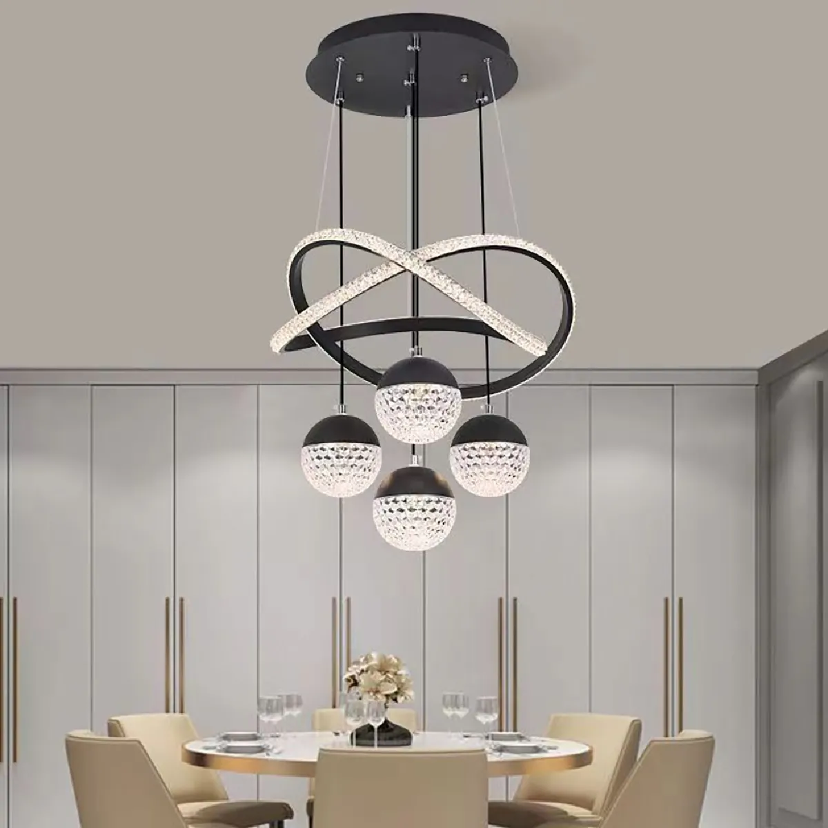 Avis Universalis 10W Acrylic Spherical Tri-colour Light Living Room Dining Room Chandelier