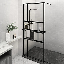 Maison Chic Paroi de douche | Écran de douche | Cloison de douche avec étagère Noir 100x195cm Verre ESG&Aluminium -GKD22476