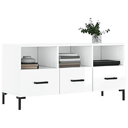 Avis Maison Chic Meuble TV scandinave - Banc TV pour salon Blanc brillant 102x36x50 cm Bois d'ingénierie -MN70745