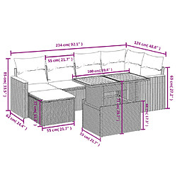 Avis vidaXL Salon de jardin avec coussins 7 pcs beige résine tressée