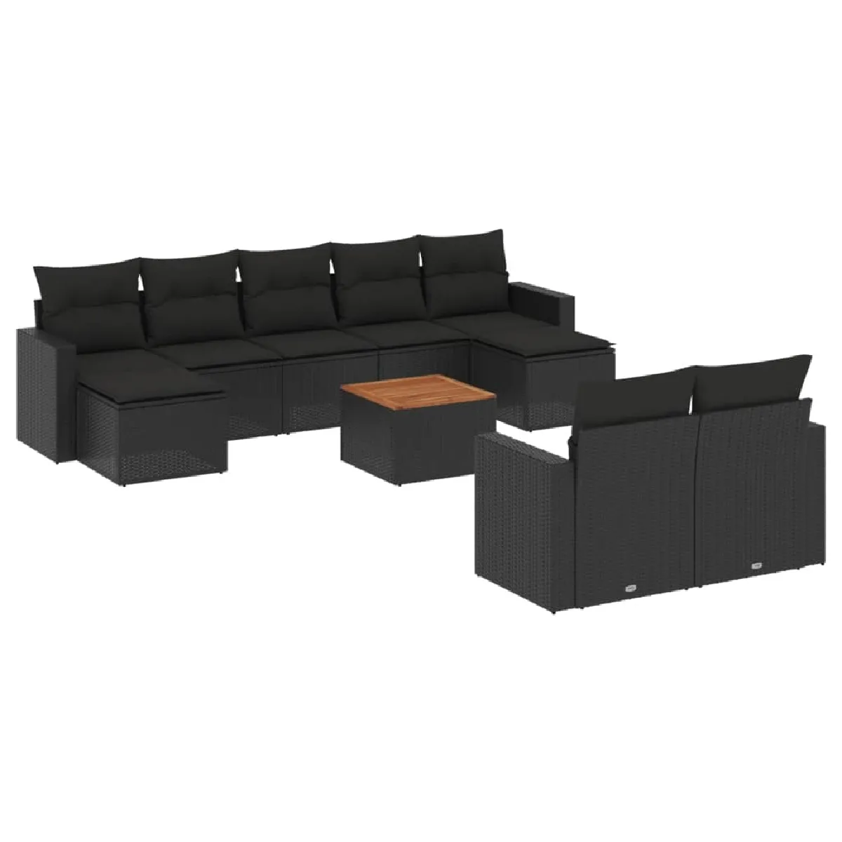 Maison Chic Salon de jardin 10 pcs avec coussins, Ensemble Tables et chaises d'extérieur noir résine tressée -GKD706170