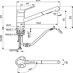 Ideal Standard - Mitigeur évier bec médium jet multifonctions CERALOOK bec orientable chromé - BC297AA