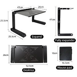 Avis Universal Bureau d'ordinateur portable en aluminium portable réglable pour la table de télévision ergonomique Table de table PC Stand de table de bureau avec tampon de souris 420 * 260 mm | bureaux d'ordinateur portable