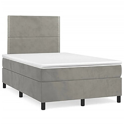 vidaXL Sommier à lattes de lit et matelas Gris clair 120x200cm Velours