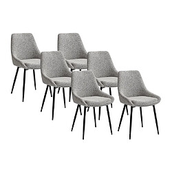 Vente-Unique Lot de 6 chaises en tissu tweed et métal noir - Crème - MASURIE