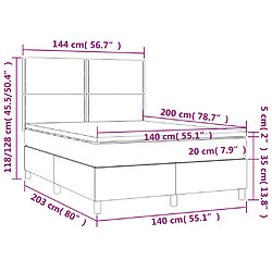 vidaXL Sommier à lattes de lit matelas et LED Gris clair 140x200 cm pas cher