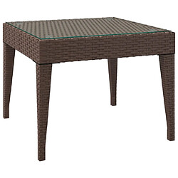 vidaXL Table d'appoint marron 50x50x38 cm poly rotin et verre trempé