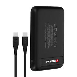 Powerbank MagSafe 5000 mAh Fonction QI Port USB-C Béquille support Swissten Noir 