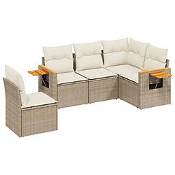 vidaXL Salon de jardin avec coussins 5 pcs beige résine tressée