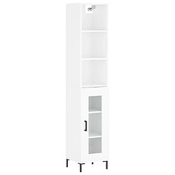 Maison Chic Buffet,Meuble de Rangement,commode pour salon,Cuisine Blanc brillant 34,5x34x180 cm Bois d'ingénierie -MN62106