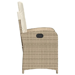 Acheter vidaXL Chaise inclinable de jardin avec coussins beige résine tressée