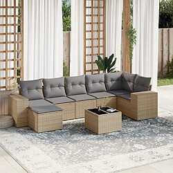 Maison Chic Salon de jardin avec coussins 8 pcs | Ensemble de Table et chaises | Mobilier d'Extérieur beige résine tressée -GKD71849