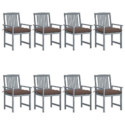 Maison Chic Lot de 8 Chaises de jardin avec coussins | chaises d'extérieur | Fauteuil Relax Bois d'acacia solide Gris -GKD38649