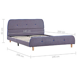 vidaXL Cadre de lit sans matelas gris clair tissu 140x200 cm pas cher