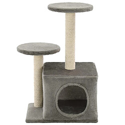 Avis Helloshop26 Arbre à chat griffoir grattoir niche jouet animaux peluché en sisal 60 cm gris 3702218