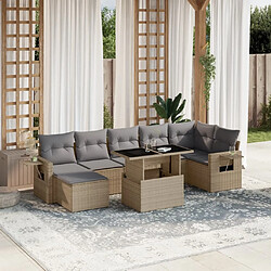 vidaXL Salon de jardin avec coussins 8 pcs beige résine tressée 