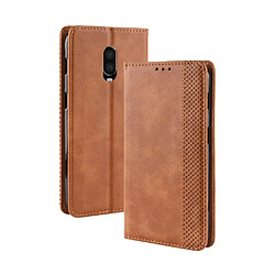 Etui en PU style vintage marron pour votre OnePlus 6T