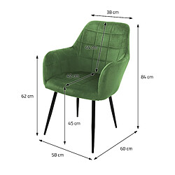 ML-Design Lot de 8 chaises de salle à manger fauteuil sauge en velours pieds métalliques pas cher