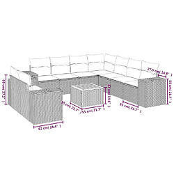 Avis vidaXL Salon de jardin 10 pcs avec coussins noir résine tressée