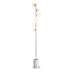 Lumière Lampadaire à 6 lampes en verre opale chromé poli Coloris : Chrome poli, verre opaleNombre d'ampoules : 6Type d'ampoule : G9Puissance max par ampoule (W) : 40Ampoules incluses : NonIP : 20Hauteur en Cm : 160Diamètre en Cm