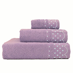 Lot de 3 Serviettes de Bain 100% Coton Éponge 450g Absorbants 3 Tailles Lilas, , Lilas, Briebe, Polka Dots