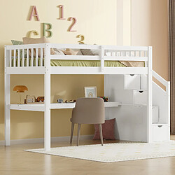 Acheter ComfortXL Lit mezzanine enfant 90 x 200 avec tiroirs de rangement et bureau sous le lit, blanc