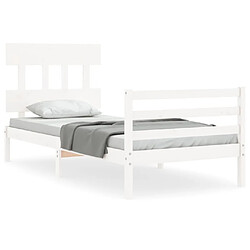 Maison Chic Cadre/structure de lit avec tête de lit pour adulte - Lit Moderne Chambre blanc simple bois massif -MN38892