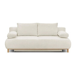 Banquette convertible 3 places MIKA - Tissu Bouclette beige - Coffre de rangement - L 192 x H 84 x P 93 cm