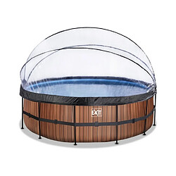 EXIT Piscine 450x122cm filtre a sable 12v Wood Marron avec Dome amovible