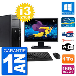 PC Tour HP Z210 Ecran 19" Intel i3-2100 RAM 16Go Disque Dur 1To Windows 10 Wifi · Occasion 