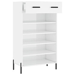 Maison Chic Armoire à chaussure,Meuble à Chaussures Blanc brillant 60x35x105 cm Bois ingénierie -MN87402 pas cher