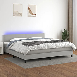 Sommier à lattes et matelas LED,Cadre à lattes de lit pour Adulte Gris clair 200x200 cm Tissu -MN52241