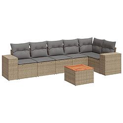 vidaXL Salon de jardin avec coussins 7 pcs beige résine tressée