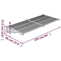 vidaXL Auvent de porte Gris et transparent 239x90 cm Polycarbonate pas cher