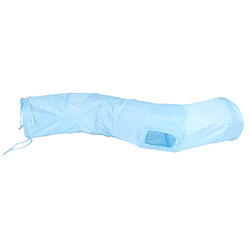 Jouet Pour Chat/Chaton Tunnel Pliable 2 Canaux, Jeux Activité pour Lapins, Chatons, Chiens Bleu 123cm x 25cm