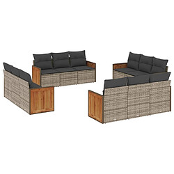 Maison Chic Salon de jardin avec coussins 12 pcs | Ensemble de Table et chaises | Mobilier d'Extérieur gris résine tressée -GKD57602