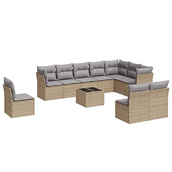 Maison Chic Salon de jardin 11 pcs avec coussins | Ensemble de Table et chaises | Mobilier d'Extérieur beige résine tressée -GKD27123