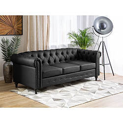 Avis Beliani Canapé 3 places en cuir PU noir CHESTERFIELD