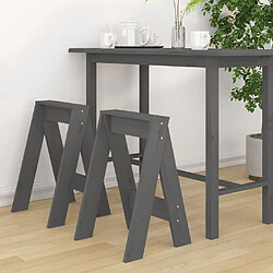 vidaXL Tabourets lot de 2 gris 40x40x60 cm bois massif de pin 