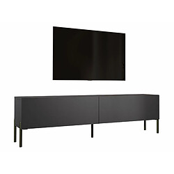 3XELIVING Meuble TV en couleur Anthracite avec pieds droits en noir, D: l : 170 cm, H : 52 cm, P : 32 cm