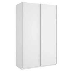 Pegane Armoire avec 2 portes coulissantes en panneau de particules mélaminés coloris blanc-Longueur 120 x Profondeur 58 x Hauteur 200cm