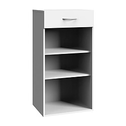 Pegane Etagère de rangement avec 1 tiroir et 2 tablettes en mélamine coloris blanc - longueur 40 x hauteur 98 x profondeur 40 cm 