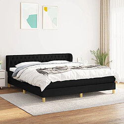 vidaXL Sommier à lattes de lit avec matelas Noir 180x200 cm Tissu