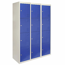 Monstershop 3 x casiers de rangement en métal - Quatre portes, bleu - A plat MonsterShop Lot de 3 casiers de rangement en métal à 4 portes en acier verrouillable Bleu et gris Ecole Gym Vestaire [Aimants GRATUITS] Livré à Plat