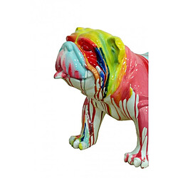 Meubletmoi Statue chien avec coulures peintures multicolores H38 cm - BULLDOG 03