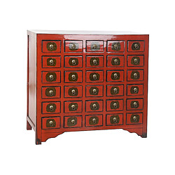 Pegane Commode en bois rouge avec 30 tiroirs - Largeur 105 x Hauteur 98 x Profondeur 44 cm