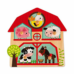 Puzzle en bois musical Les copains de la ferme 5 pièces - Janod